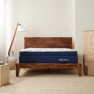 the luxury mattress silk and snow hybrid plush in a modern bedroom