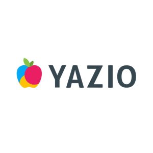 the logo for Yazio meal planning app, with a colorful apple next to the name