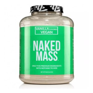 naked nutrition vegan vanilla weight gainer on the white background