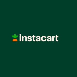 The logo for Instacart over a dark green background.