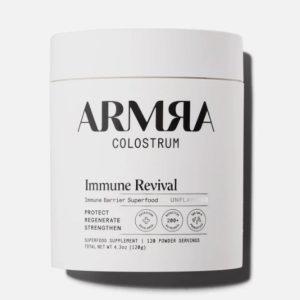 A bottle of ARMRA Colostrum.