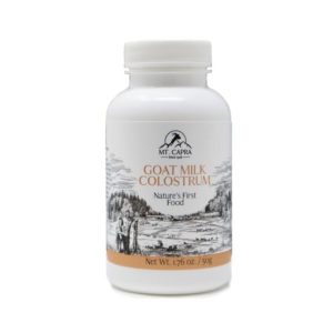 A bottle of Mt. Capra Goat Milk Colostrum.