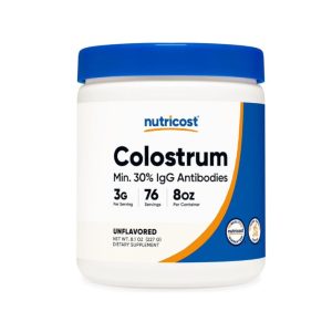 A container of Nutricost Colostrum.