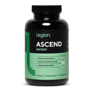 A bottle of Ascend Nootropic by Legion.