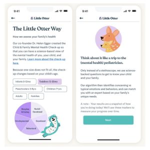 Little Otter app interface for child and family mental health check-ups