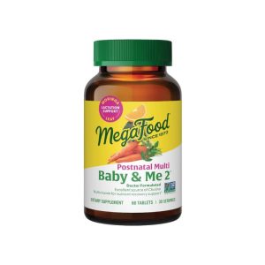 MegaFood Baby & Me 2 Postnatal Multi - Doctor-formulated vitamins with lactation support for new mothers.