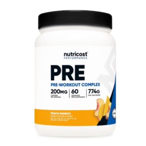 A bottle of Nutricost pre-workout.