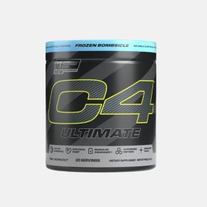 A canister of Cellucor C4 Ultimate pre-workout powder