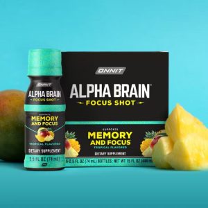 Alpha Brain Focus Shot - Tropical flavored supplement for memory and focus in a ready-to-drink bottle