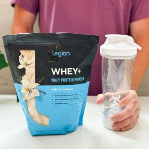 Tester evaluating Legion Whey+.