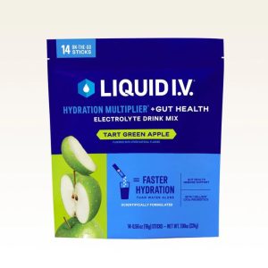 a blue bag of liquid iv hydration multiplier + gut health