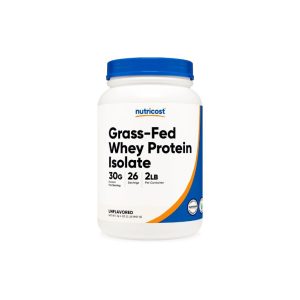 Nutricost Grass-Fed Whey Protein Isolate 2lb - 30g protein per serving, 26 servings, unflavored