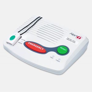 Alert1 in-home medical alert system with emergency button.