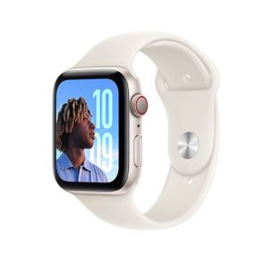 Apple Watch with fall detection feature and white strap