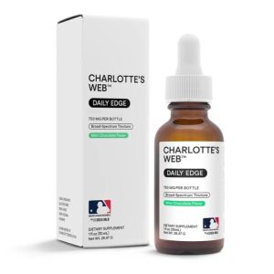 Charlotte’s Web Daily Edge broad-spectrum tincture bottle with box packaging