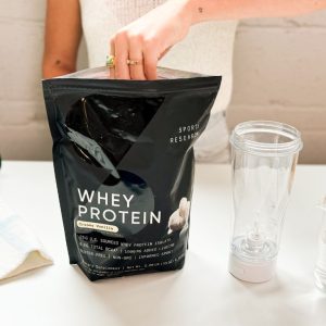 Tester evaluating Sports Research Whey Protein.