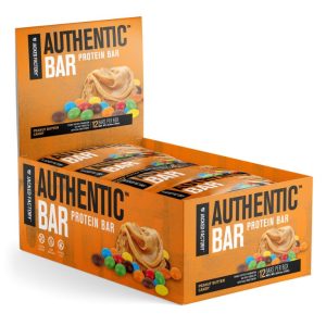 Jacked Factory Authentic Bar, Peanut Butter Candy flavor, protein bar 12-pack