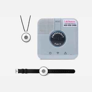 LifeStation in-home medical alert system with wristband and necklace options