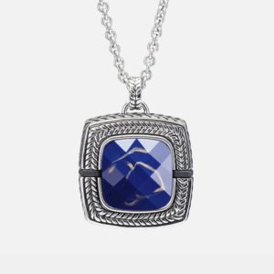 Luxury medical alert necklace with blue gemstone design