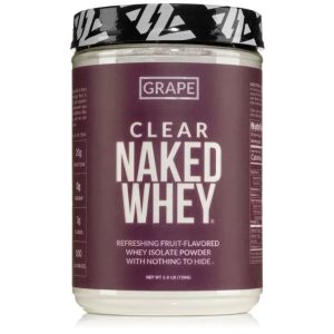 Clear Naked Whey grape flavored whey isolate protein powder 1.6lb container