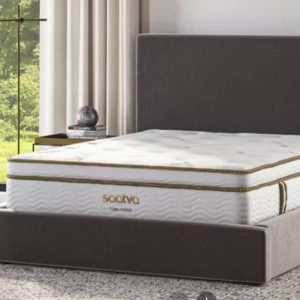 Saatva Latex Hybrid mattress in an elegant bedroom setting