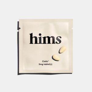 Hims Cialis 5mg tablet in beige packaging, male sexual health supplement