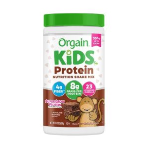 A bottle of Orgain Kids Protein Nutrition Shake Mix