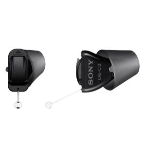 A pair of Sony CRE-C10 hearing aids.