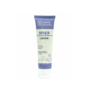 A bottle of Lazarus Natural Repair Cream